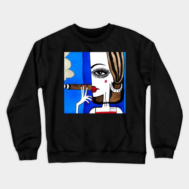 Cubist lady smoking a cigar Crewneck Sweatshirt by KFX Productions